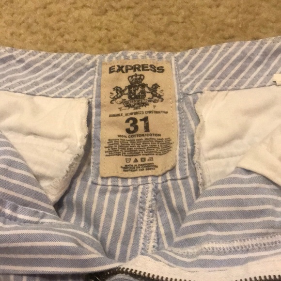 Express Light Blue Stripped Shorts Size was 31 - Picture 3 of 4